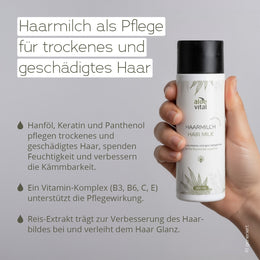 Haarmilch mit Hanfsamenöl, Pflege für trockenes und geschädigtes Haar