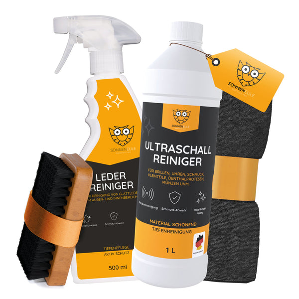 Sonneneule Leder- & Ultraschall-Reinigungs-Set — Präzise Reinigung für Oberflächen & Kleinteile
